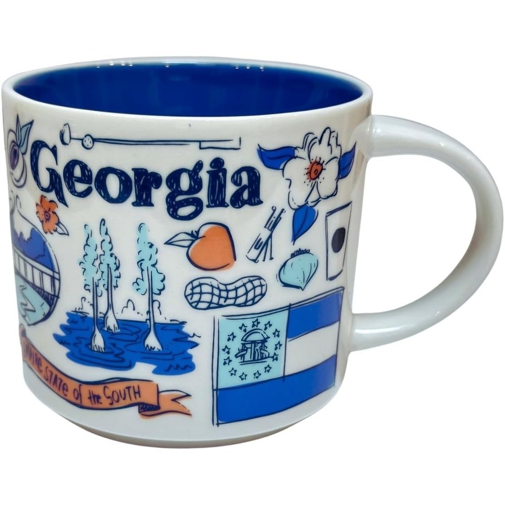 Georgia Been There Series 14 OZ Ceramic Coffee Tea Mug Blue Collector Starbucks